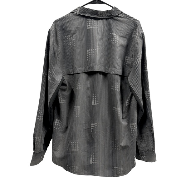 Y2K Bugle Boy Geometric Button Up Zip Pocket Vented Long Sleeve Shirt Mens M - Picture 2 of 9